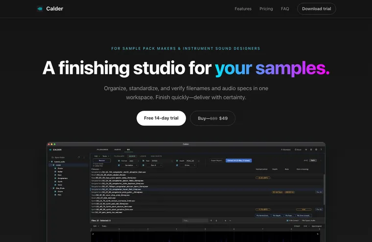 calder.tools—a finishing studio for your samples